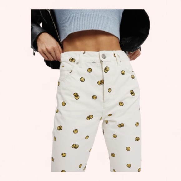 Reformation Mixed Emotions Smiley High Rise Straight Leg Cotton Jeans Sz 24 NWT - Picture 3 of 13